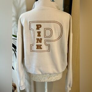 PINK Cream & Tan Logo Sweatshirt Size XS
(fits more like a small)